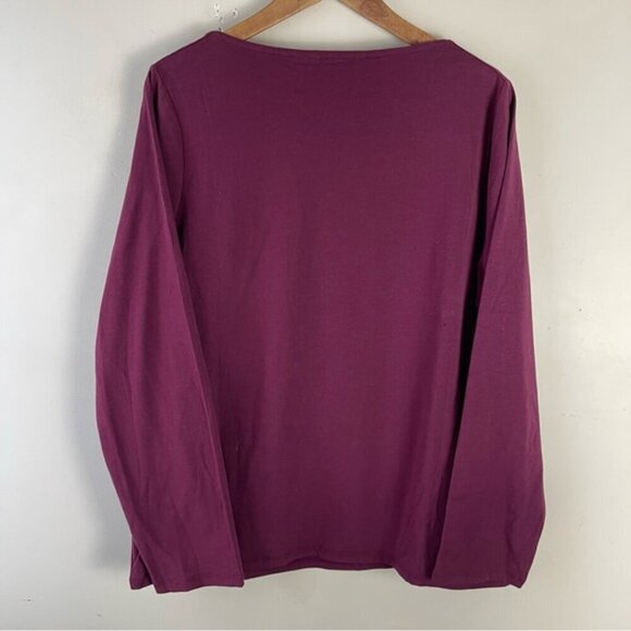 Boden Double Layer V-neck Top in Mulled Wine Purple size 20/22 jersey stretch - Picture 4 of 10